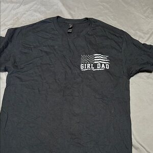 Gildan Black Tee with White Flag and "GIRL DAD" Chest Print